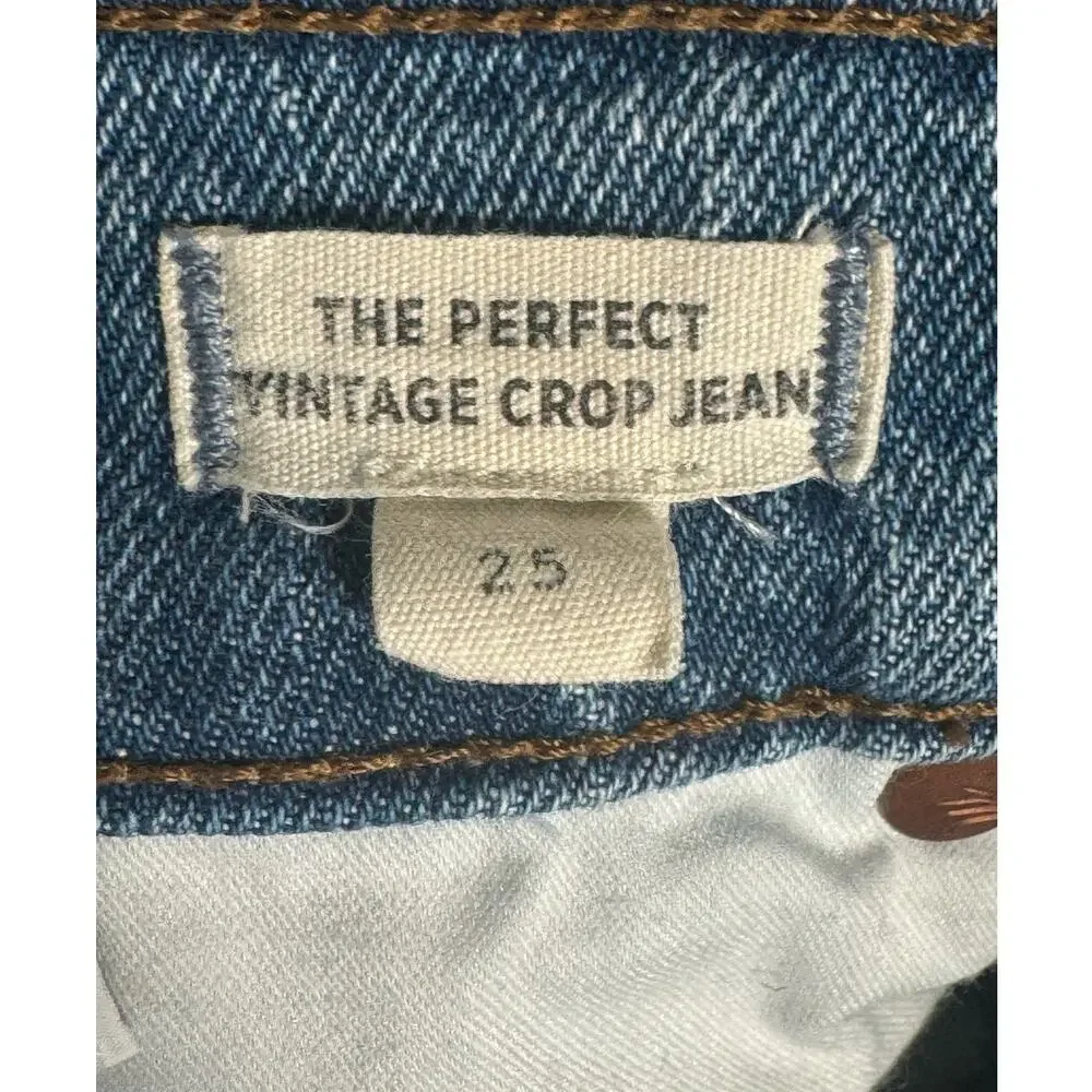 Madewell The Perfect Vintage Crop Jean in Enmore Wash‎ Raw Hem Edition Sz 25